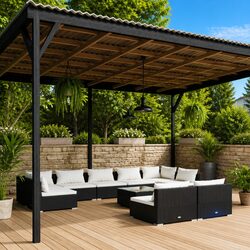 10 Piece Garden Lounge Set Specifications: Black Rattan Set