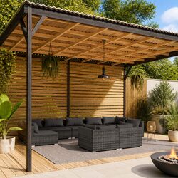 Specification-Rich 9-Piece Garden Lounge Set in Grey
