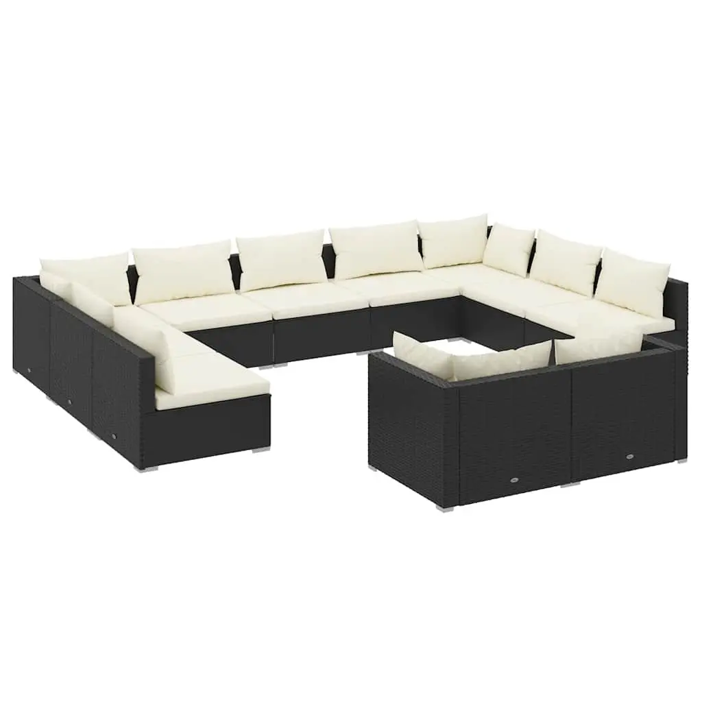 Garden Lounge Set Outdoor Furniture Black 11 Piece