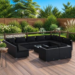 12 Piece Black Patio Lounge Set - Specs & Details