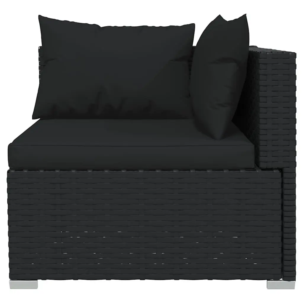 12 Piece Modular Patio Furniture Set for Outdoor Garden Lounge Black Poly Rattan
