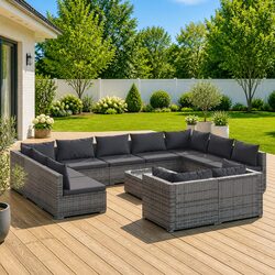 Garden Lounge Set: 12 Pieces of Quality Grey Furniture