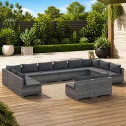Grey Modular Garden Lounge Set - 12 Pieces & Cushions