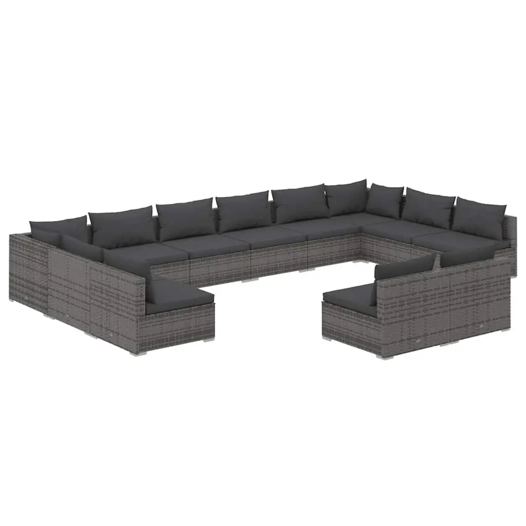 Grey 12 Piece Garden Lounge Set Modular Outdoor Furniture for Patio and Garden