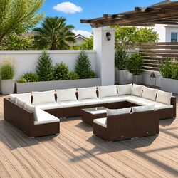 Specifications of 13-Piece Brown Rattan Outdoor Lounge Set