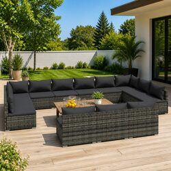 Detailed Specs: 13 Piece Grey Garden Lounge Set