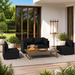 4-Piece Outdoor Patio Lounge Set in Black