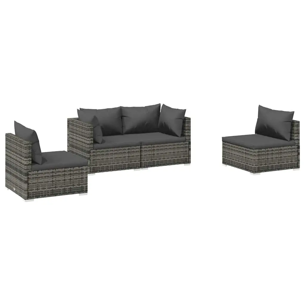 Grey 4-Piece Outdoor Furniture Set with Modular Sofa