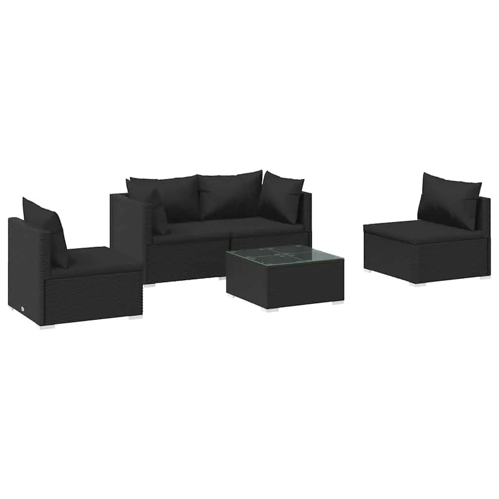 Garden Lounge Set 5 Piece Outdoor Furniture Patio Sofa with Cushions Black