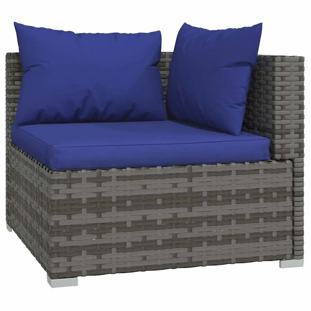 5 Piece Outdoor Garden Lounge Set for Patio Grey PE Rattan Furniture with Cushions