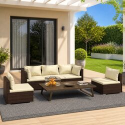 5-Piece Brown Garden Lounge Set: Dimensions, Materials, and More