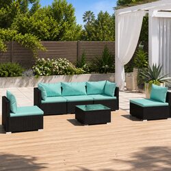 Specifications of 6 Piece Black Modular Garden Lounge Set