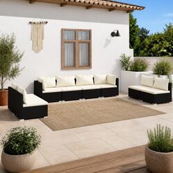 Modular 8-Piece Outdoor Lounge Set in Black with Cushions