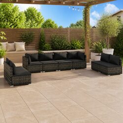 8 Piece Grey Modular Sofa Set for Outdoor Use