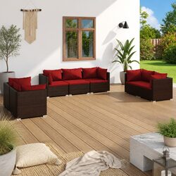 7 Piece Modular Garden Lounge Set with Cushions
