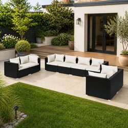 8-Piece Modular Patio Furniture Set - Black Details
