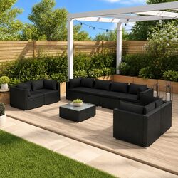Specifications for 9-Piece Black Outdoor Lounge Set