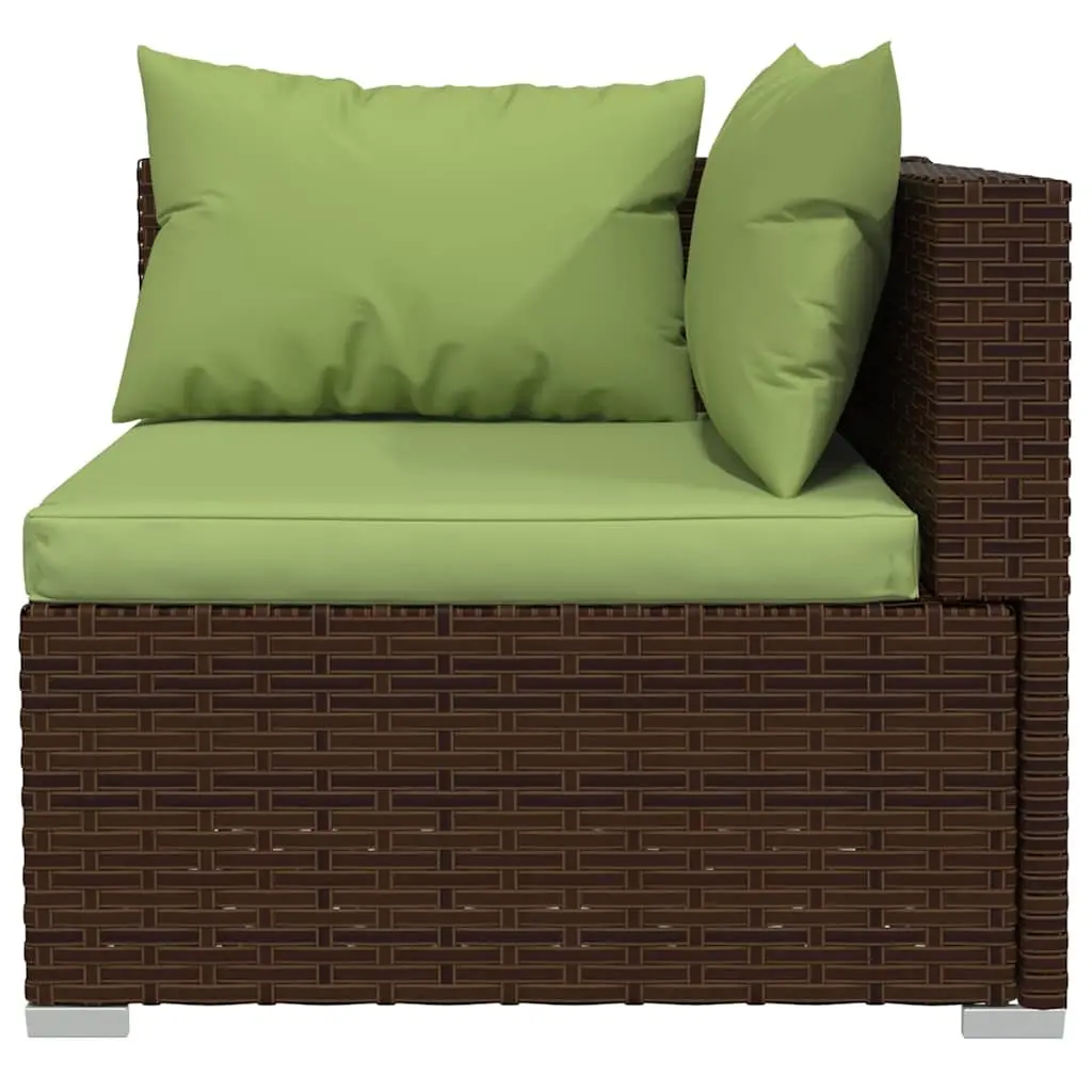 Garden Lounge Set 6 Piece Outdoor Patio Furniture Poly Rattan Brown Modular
