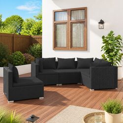 5-Piece Outdoor Lounge Set: Black Modular Sofa Specifications