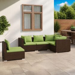 Specifications of a 5-Piece Outdoor Lounge Set in Brown