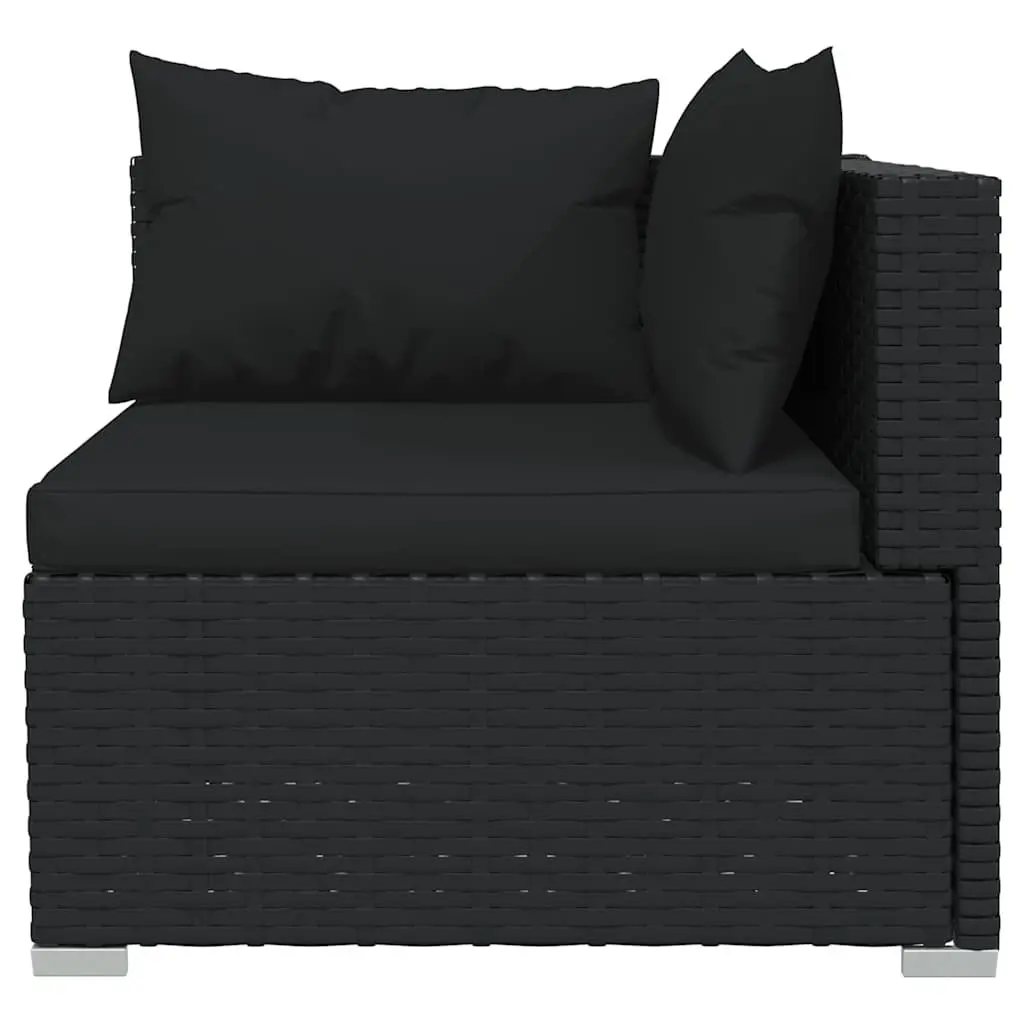 6 Piece Garden Lounge Set with Cushions PE Rattan Outdoor Patio Black Furniture