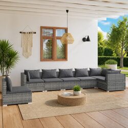 7-Piece Grey Outdoor Lounge Set - Specifications Included
