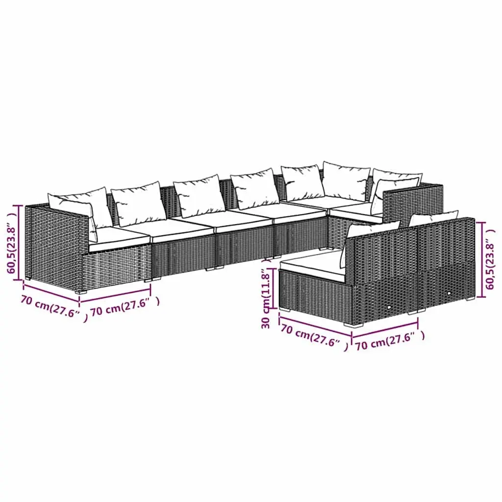 8-Piece Outdoor Poly Rattan Lounge Set