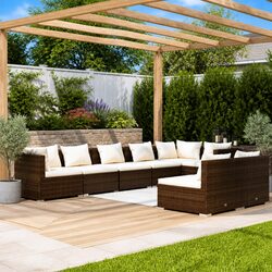 Detailed Specs of 8 Piece Brown Lounge Furniture Set