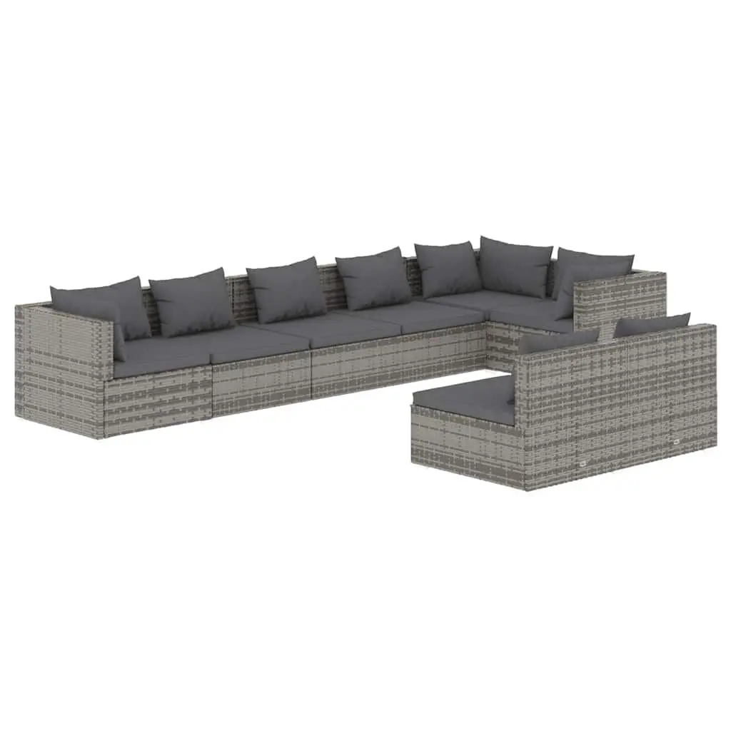 Garden Lounge Set 8 Piece Outdoor Furniture Grey Poly Rattan Modular Patio Sofa