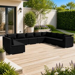 Specifications for 10 Piece Black Modular Garden Lounge Set