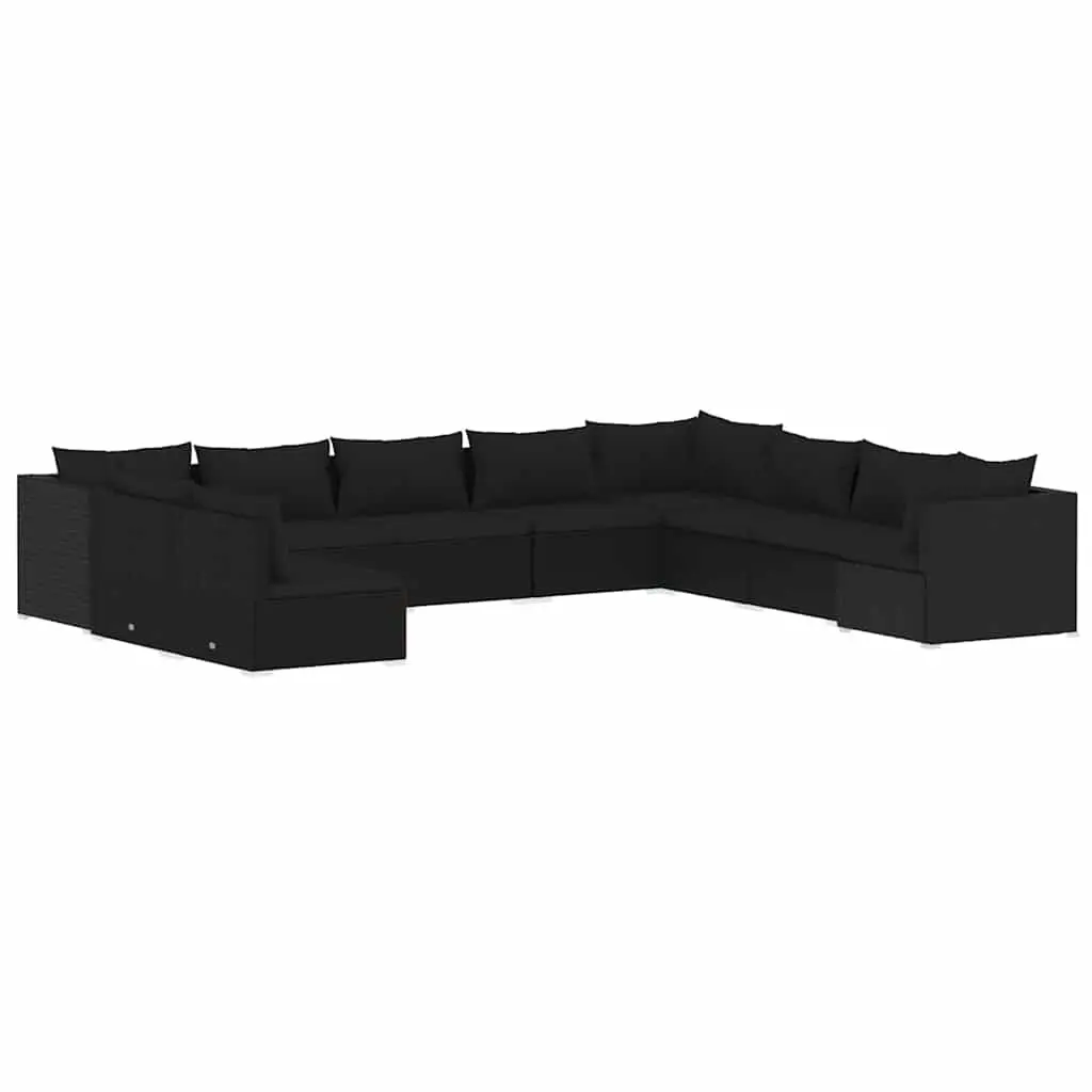 10 Piece Black Modular Garden Lounge Set