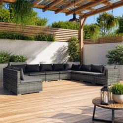 10-Piece Grey Poly Rattan Lounge Set Specifications