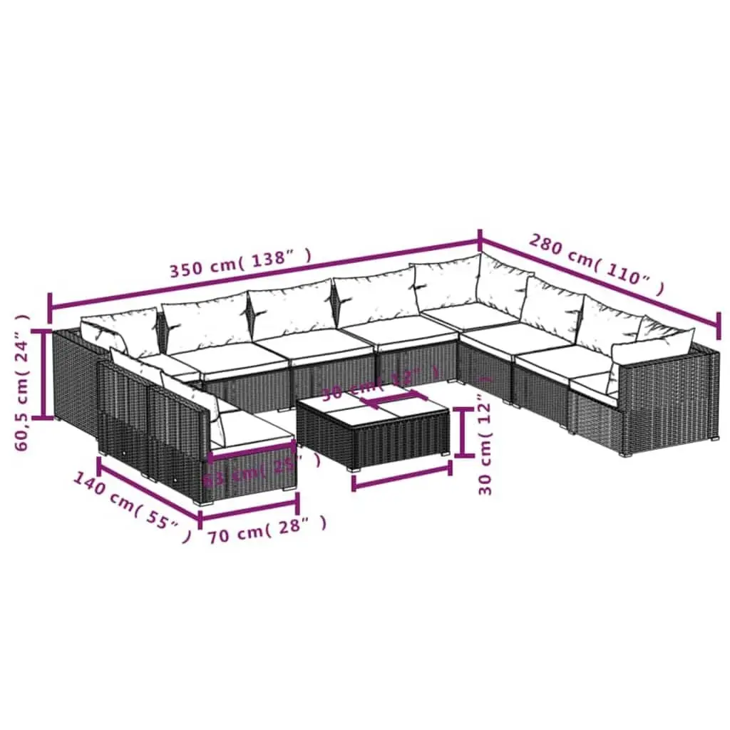 11 Piece Modular Garden Lounge Set