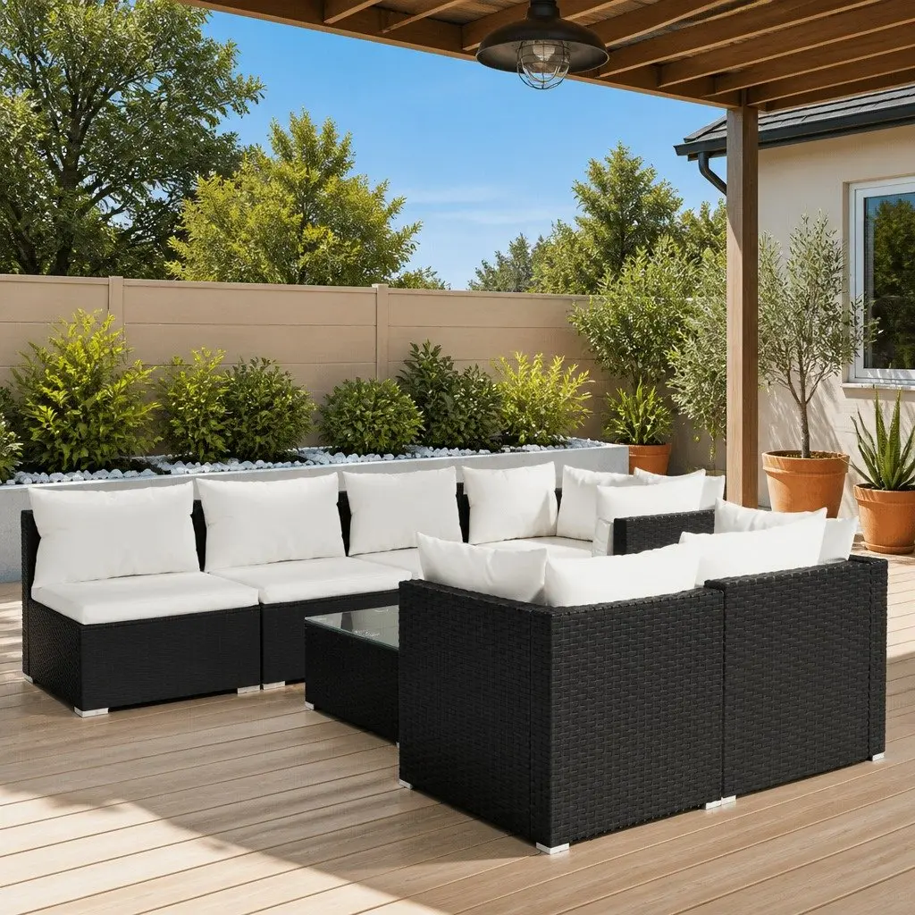 Garden Lounge Set Outdoor Furniture 8 Piece Modular Black