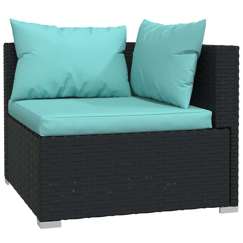 Garden Lounge Set 8 Piece Outdoor Furniture Black Poly Rattan Patio Sofa with