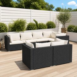7 Piece Garden Lounge Set Outdoor Furniture Poly Rattan Patio Sofa with Cushions