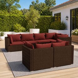 Specifications of 7 Piece Outdoor Lounge Set, Brown Rattan