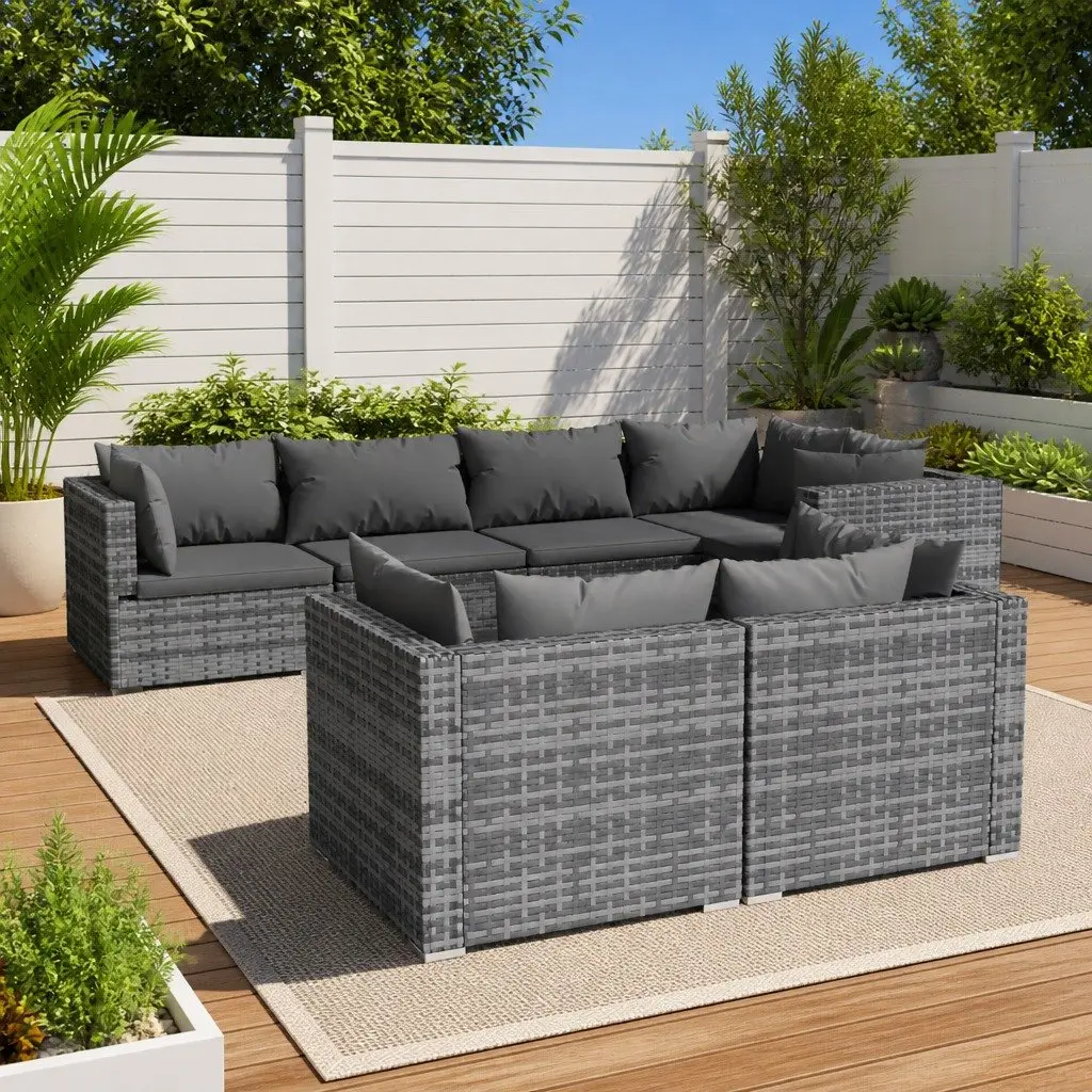 7 Piece Garden Lounge Set in Grey