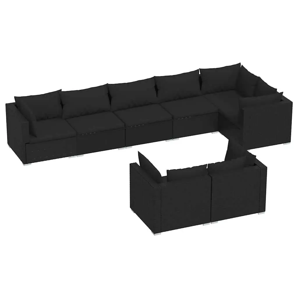 8 Piece Outdoor Lounge Set with Black Cushions