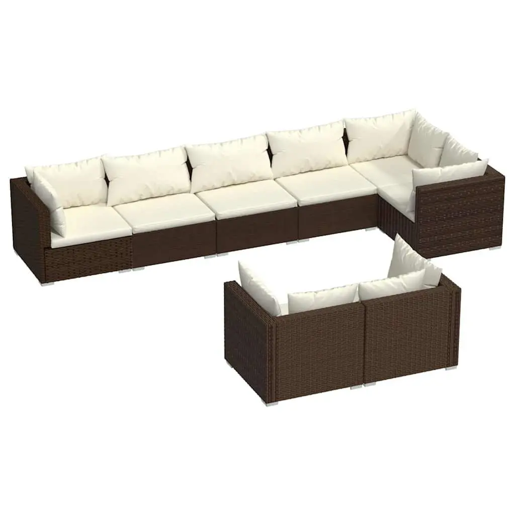 Poly Rattan Garden Lounge Set 8 Piece Outdoor Patio Furniture with Cushions