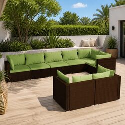 8-Piece Garden Lounge Set Specifications: Steel and Cushions