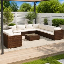 10 Piece Brown Garden Lounge Set – Specifications & Details