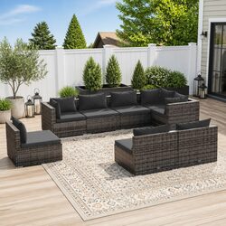 8 Piece Outdoor Garden Lounge Set Poly Rattan Modular Furniture with Cushions