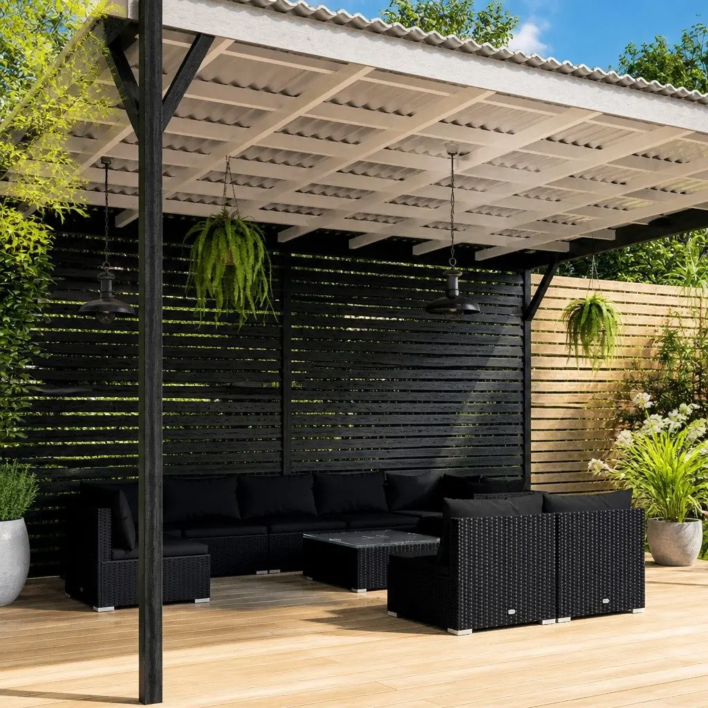 Garden Lounge Set 10 Piece Poly Rattan Outdoor Furniture with Cushions Black