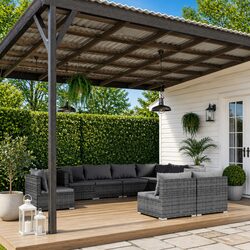 Garden Lounge Set 9 Piece Poly Rattan Outdoor Furniture Patio Sofa with