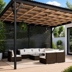 Garden Lounge Set 10 Piece Poly Rattan Brown Outdoor Furniture Modular Sofa