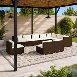 Garden Lounge Set 10 Piece Poly Rattan Outdoor Furniture Patio Sofa with