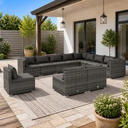 Garden Lounge Set 10 Piece Outdoor Furniture Poly Rattan Modular Sofa Grey