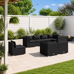 8-Piece Garden Lounge Set: Dimensions & Materials Info