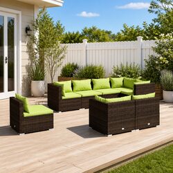8-Piece Poly Rattan Lounge Set with Durable Construction